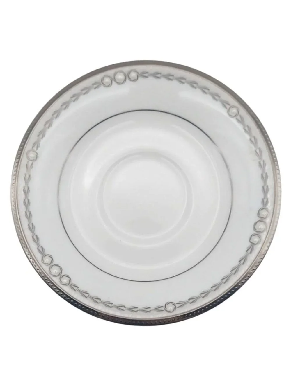 Noritake Bone China Tea Cup & Saucer Pearl Luxe Porcelain Japan 4816 Silver Trim